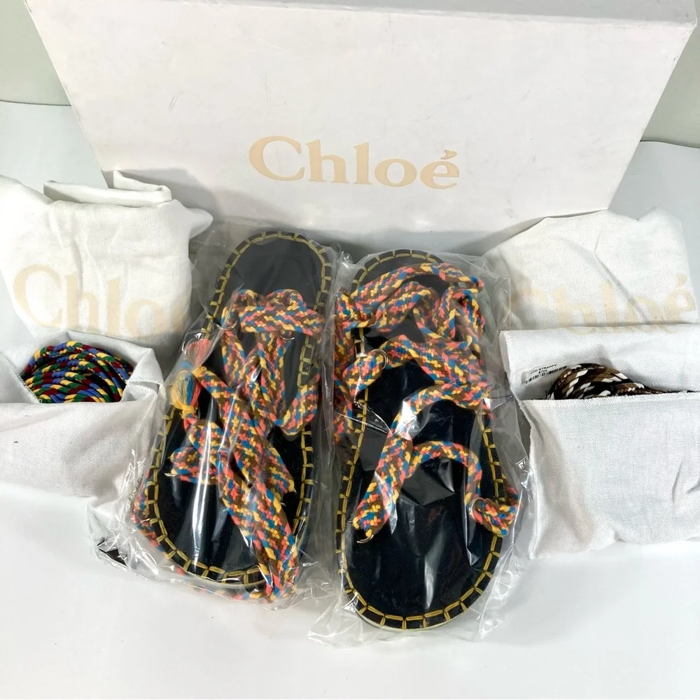 Chloe Lou Strappy Platform Sandals US 7 NWT 37 Summer Beach - Picture 6 of 17